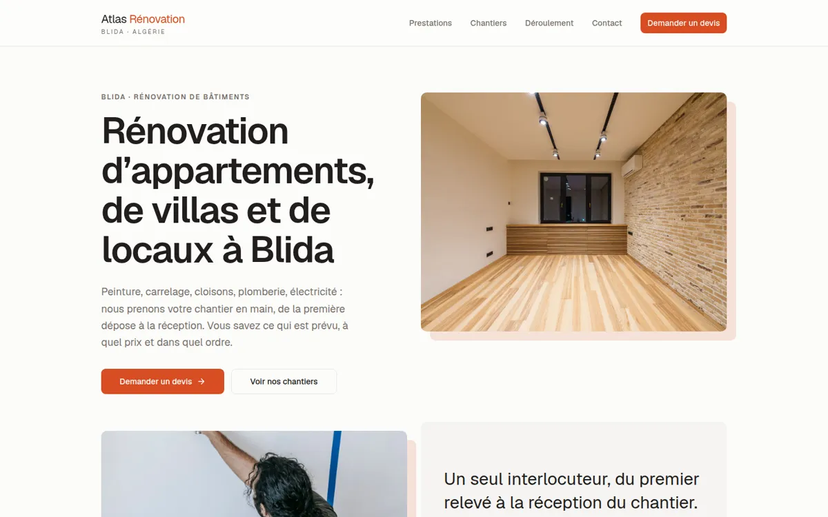 Site d’une entreprise de rénovation à Blida