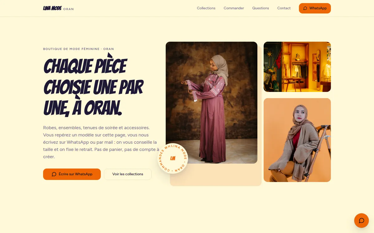 Site d’une boutique de mode féminine à Oran